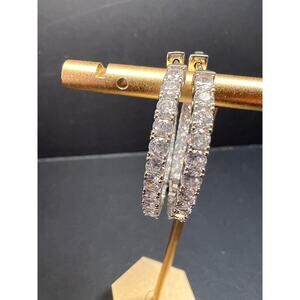 CZ inside out hoop earrings in sterling silver